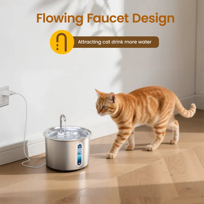 PurrFlow™ 304 Stainless Steel Cat Fountain — 2L