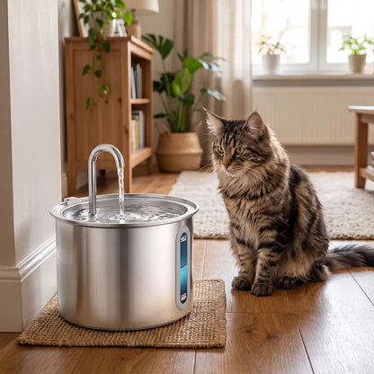 PurrFlow™ 304 Stainless Steel Cat Fountain — 2L