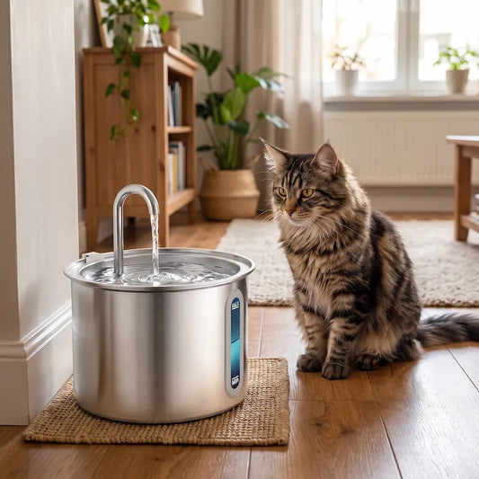 PurrFlow™ 304 Stainless Steel Cat Fountain — 2L